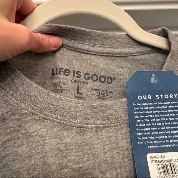 Life Is Good Men's Gray and Blue Graphic Tee - Picture 4 of 5